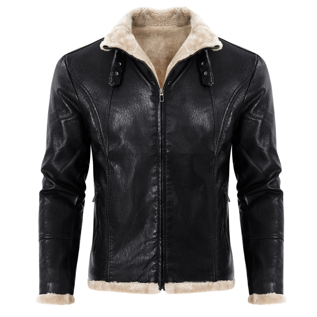 Herren stilvolle Kunstlederjacke mit warmem Innenfutter Echoarchiv