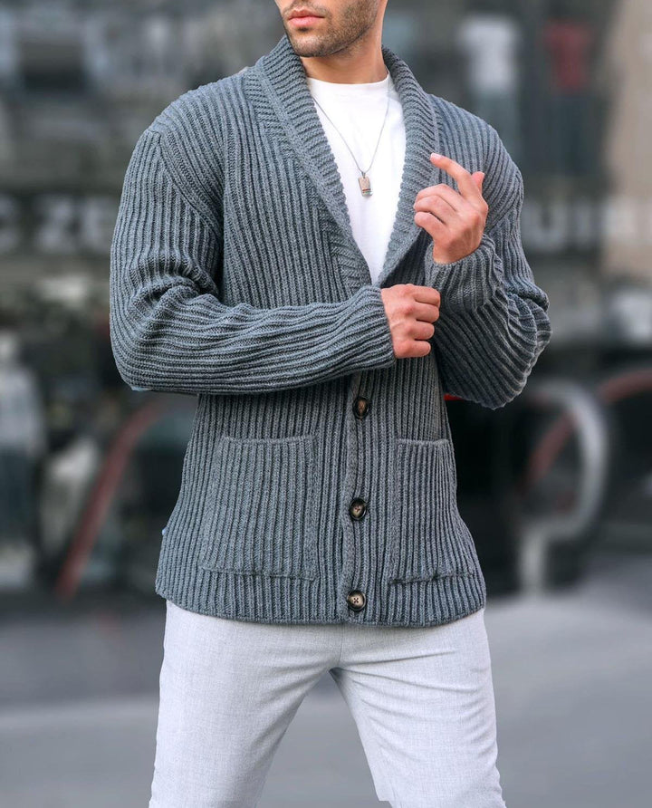 Herren Strickjacke mit tiefem Ausschnitt und knöpfen Echoarchiv