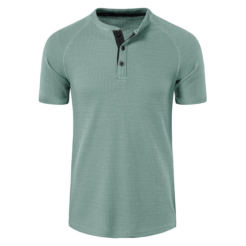 Herren Kurzarm-Henley-Shirt aus weichem, atmungsaktivem Baumwollmix mit praktischer Knopfleiste Echoarchiv