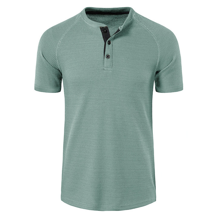 Herren Kurzarm-Henley-Shirt aus weichem, atmungsaktivem Baumwollmix mit praktischer Knopfleiste Echoarchiv