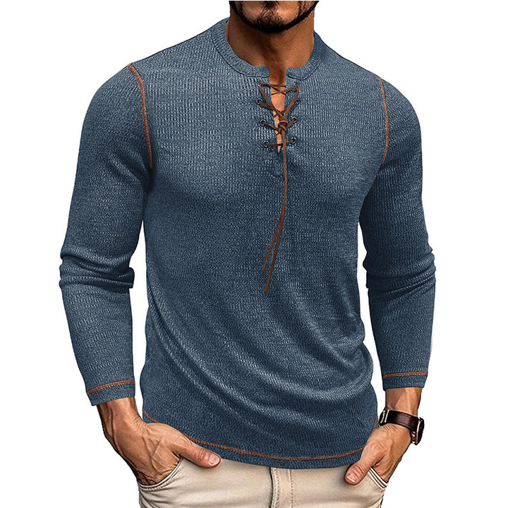Herren Langarmshirt im modernen Henley-Stil mit Ziernähten Echoarchiv