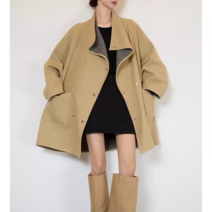 Damen Oversized Übergangsjacke mit kontrastierendem Kragen Echoarchiv