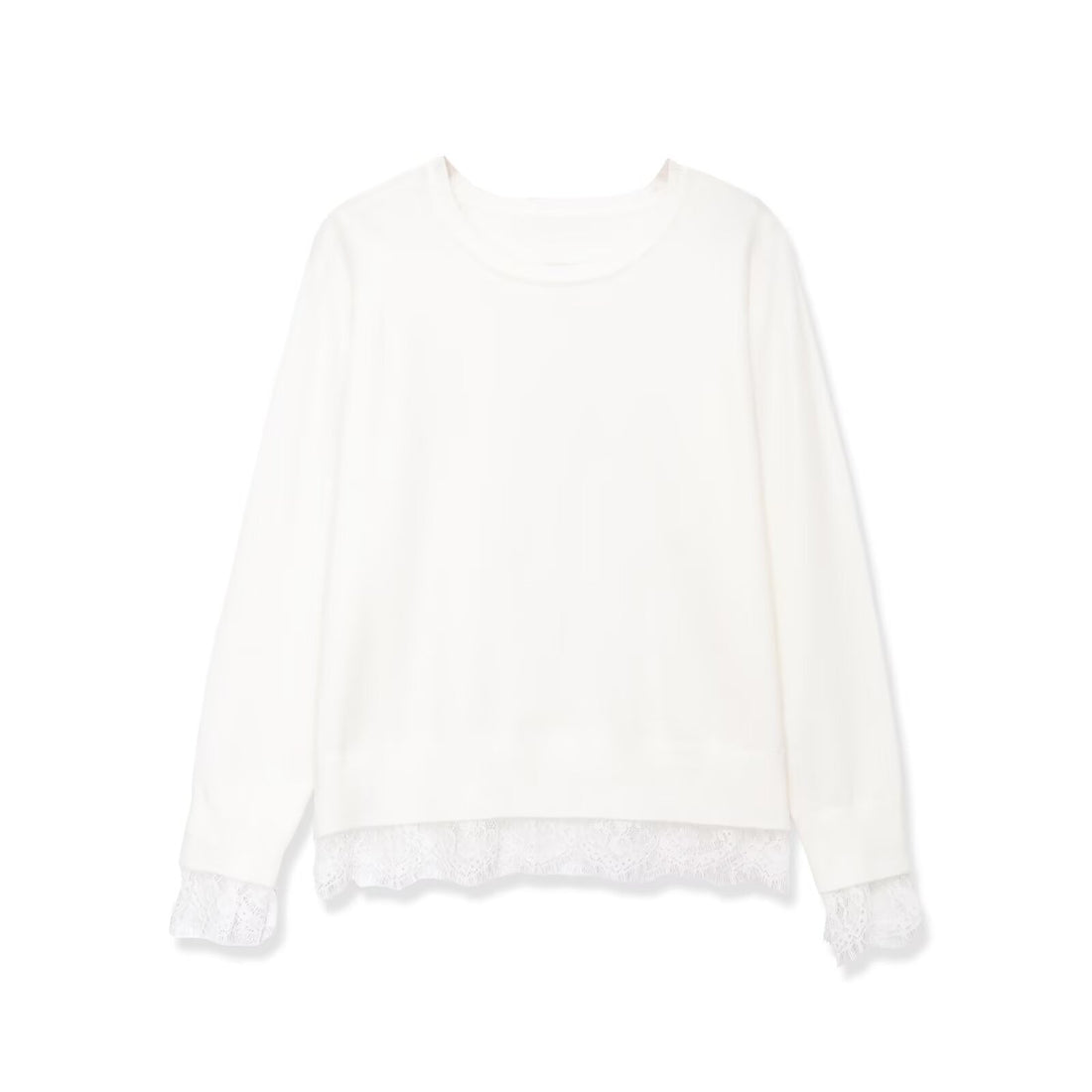 Damen Sweatshirt mit Spitzenbesatz und Rundhalsausschnitt Echoarchiv