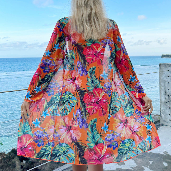 Damen Badeanzug mit floralem Kimono Echo Archiv