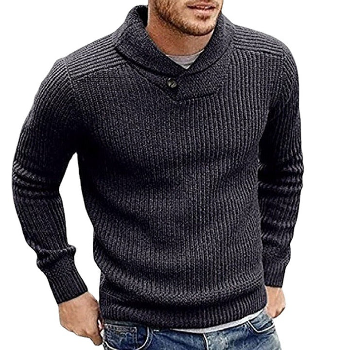 Herren Strickpullover mit Schalkragen und Knopfdetail Echoarchiv