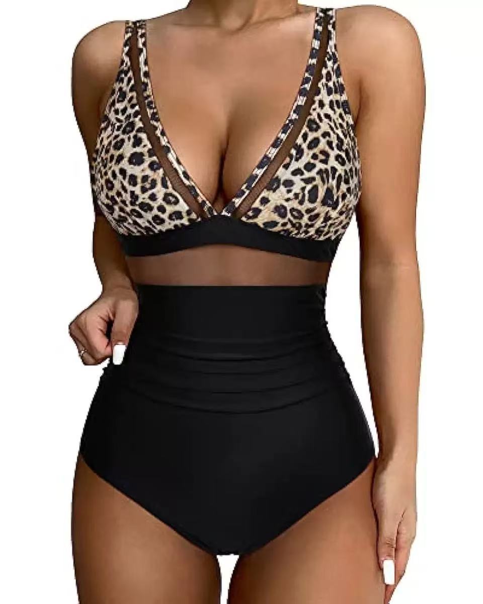 Damen Hochtaillierter Bikini mit transparenten Einsätzen Echo Archiv