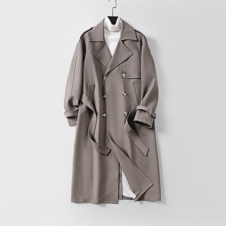 Damen Zweireihiger Oversized Trenchcoat mit weitem Schalkragen und Bindegürtel Echoarchiv