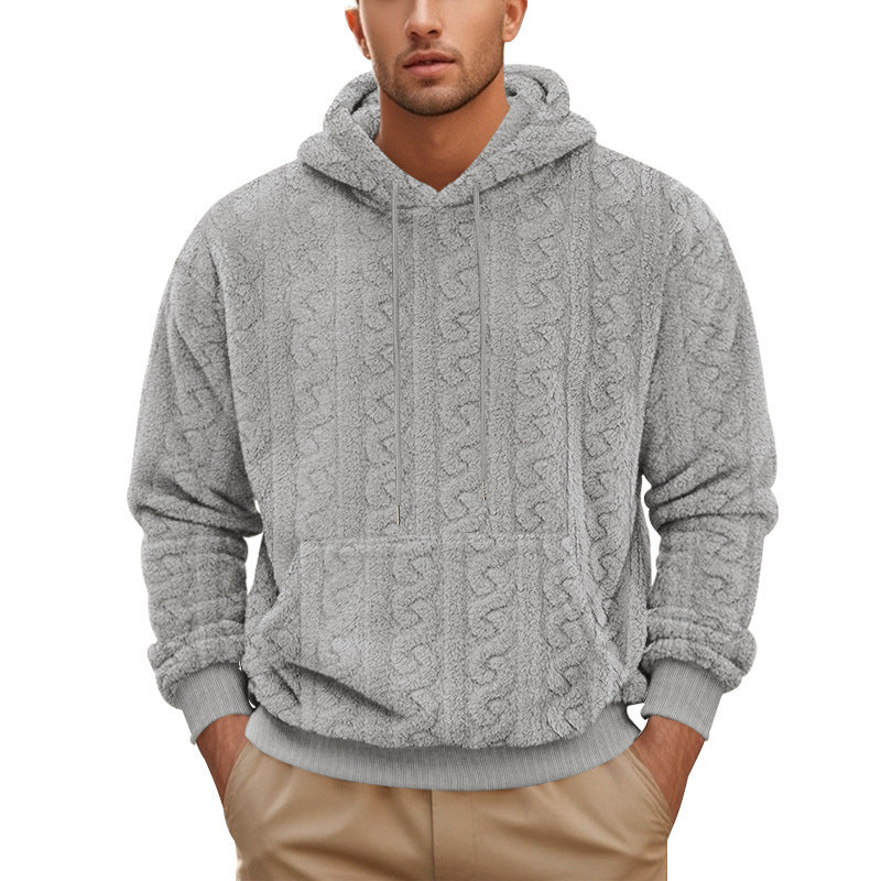 Herren Kapuzensweatshirt aus kuscheligem Material mit detaillierter Struktur Echoarchiv