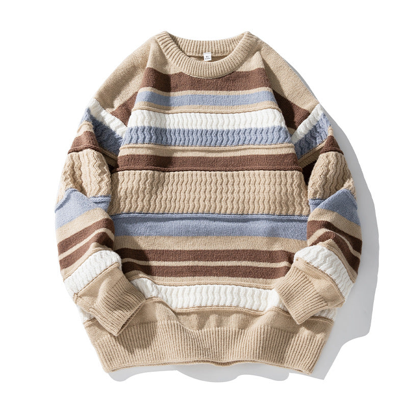 Unisex Strukturierter Streifen-Strickpullover im Oversize-Relaxed-Fit Echo Archiv