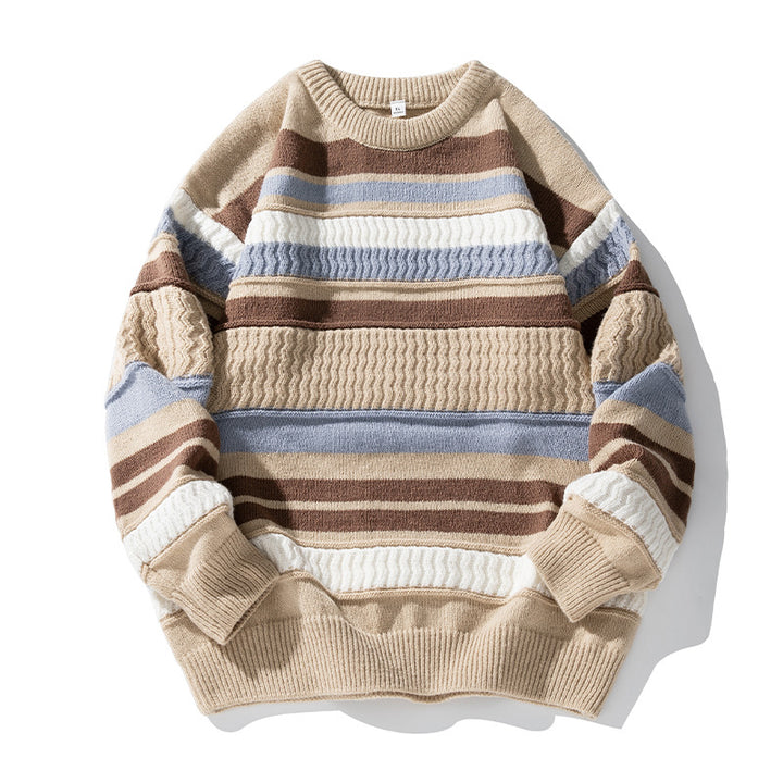 Unisex Strukturierter Streifen-Strickpullover im Oversize-Relaxed-Fit Echo Archiv