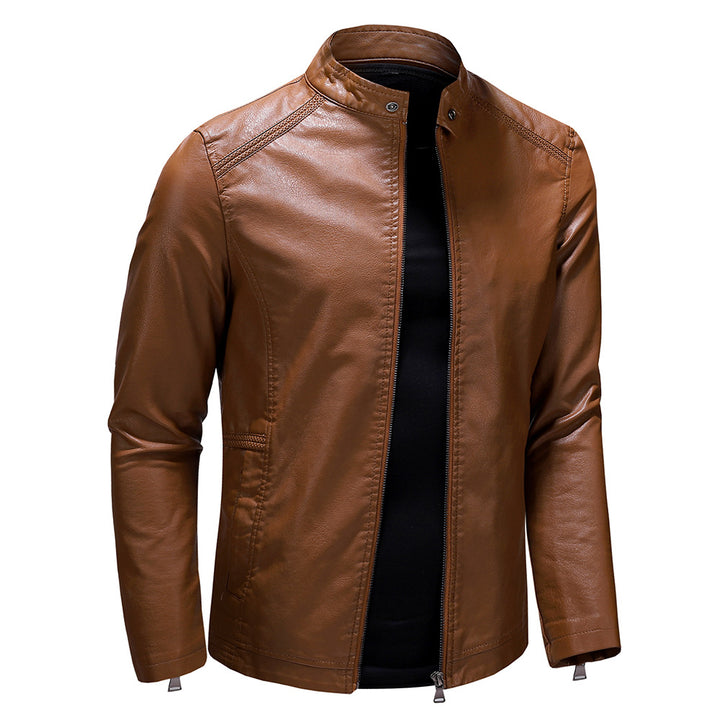 Herren Kunstlederjacke im modernen Casual-Stil mit praktischen Taschen Echoarchiv