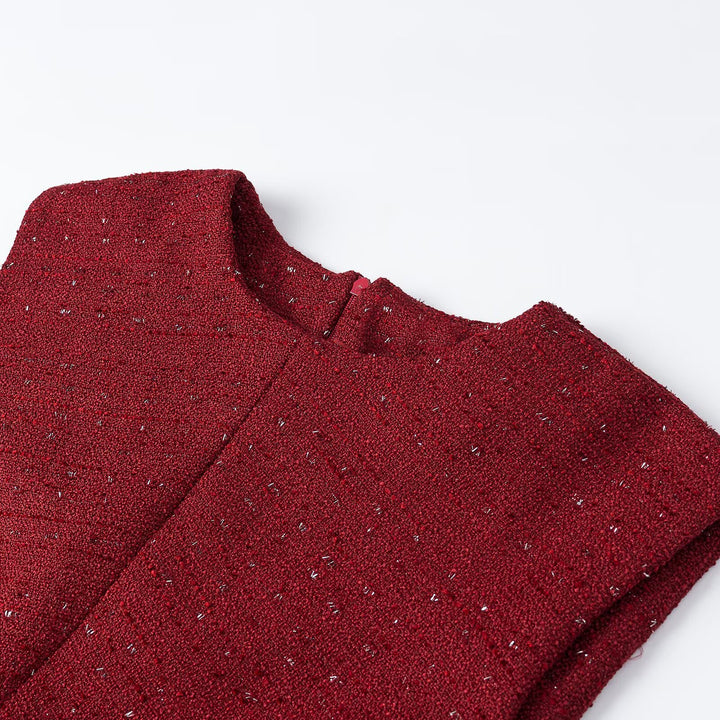 Damen Ärmelloses Tweed-Midikleid mit taillierten Seitenbahnen Echoarchiv