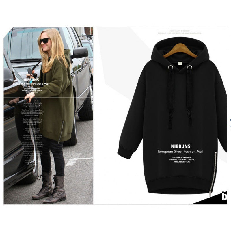 Damen Oversize Kapuzenpullover mit seitlichem Reißverschluss – Auréline