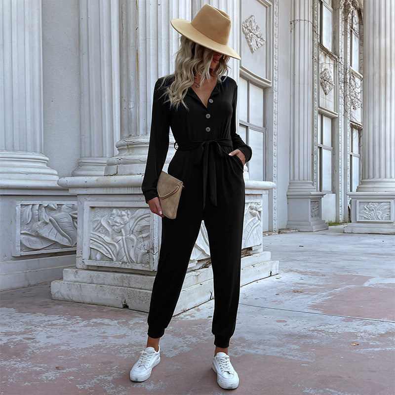 Damen Lässiger Jumpsuit mit Gürtel Echo Archiv