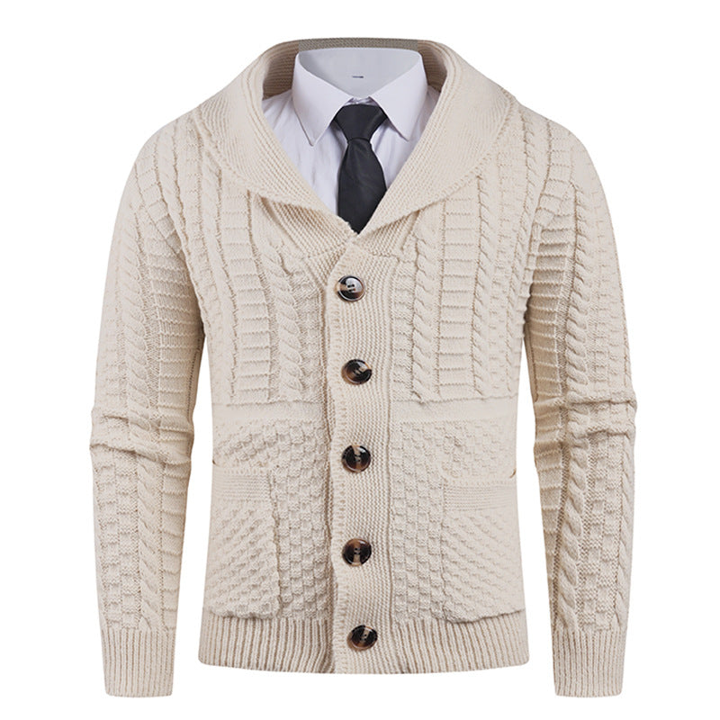 Herren Strickjacke mit modernem Schalkragen und praktischen Knöpfen Echoarchiv