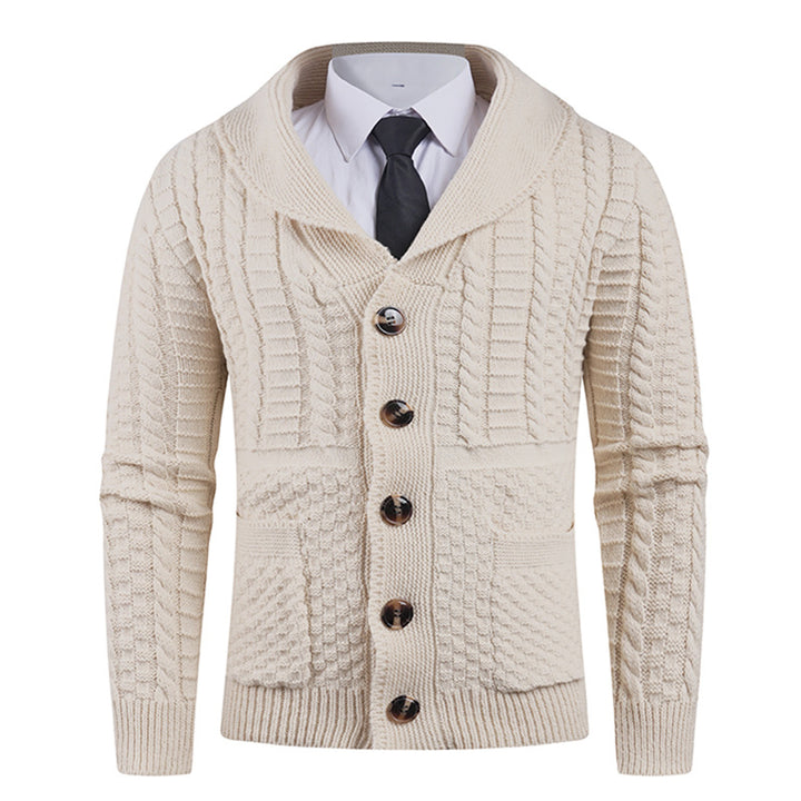 Herren Strickjacke mit modernem Schalkragen und praktischen Knöpfen Echoarchiv