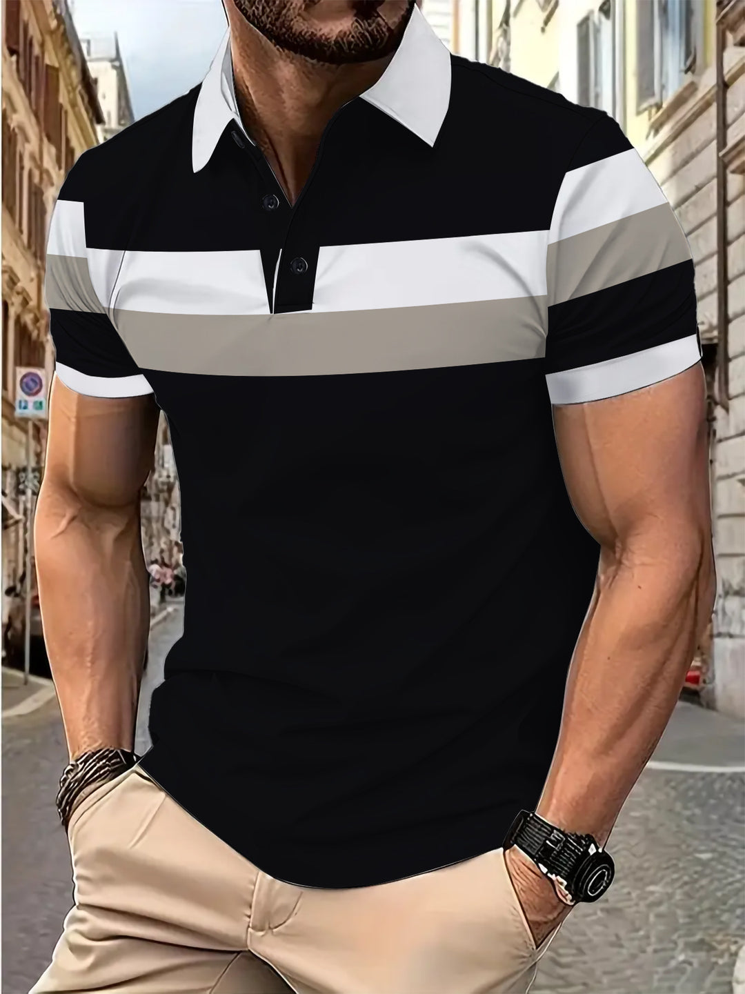 Herren Polohemd mit modischem Farbblockdesign Echoarchiv