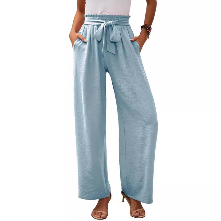 Damen Paperbag-Hose mit weitem Bein, elastischer Taille und Bindegürtel Echoarchiv