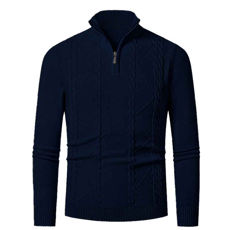 Herren Strickpullover mit Halb-Zip und strukturiertem Muster Echoarchiv