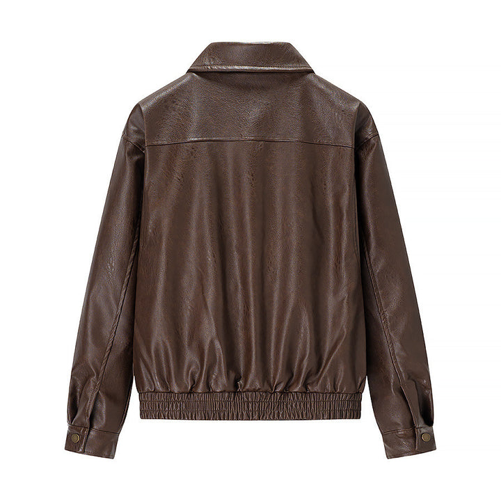Damen nan kastige Kunstleder‑Fliegerjacke mit Hemdkragen, aufgesetzten Pattentaschen und elastischem Saum Echo Archiv
