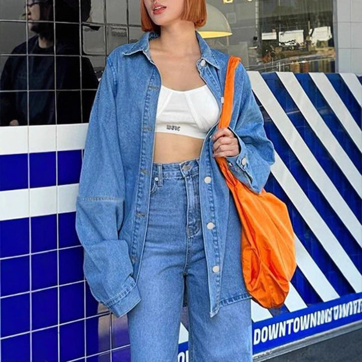 Damen Oversized-Denim-Hemdjacke im Co-Ord-Look mit lockerer Passform Echo Archiv