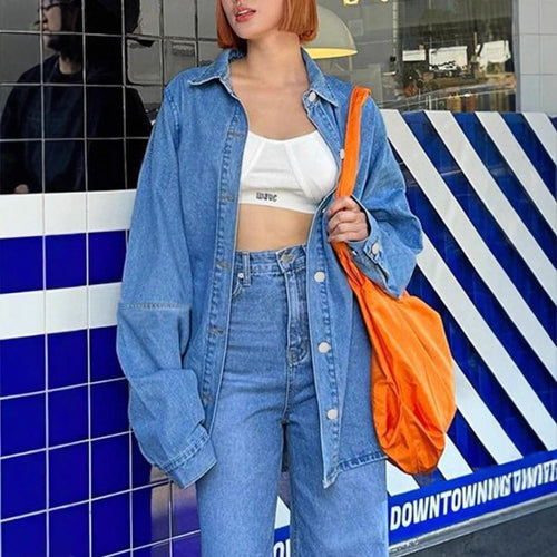 Damen Oversized-Denim-Hemdjacke im Co-Ord-Look mit lockerer Passform Echo Archiv