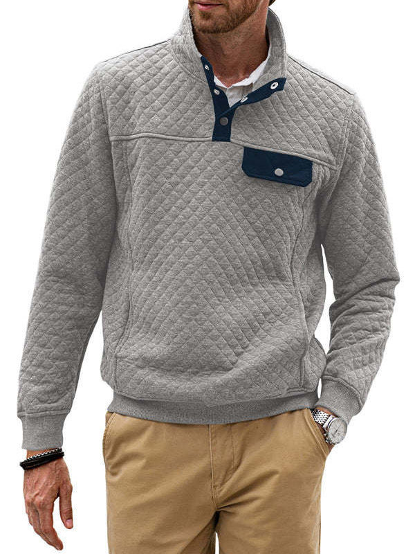 Herren sportlicher Fleece-Pullover mit praktischem Reißverschluss und Knopfleiste Echoarchiv