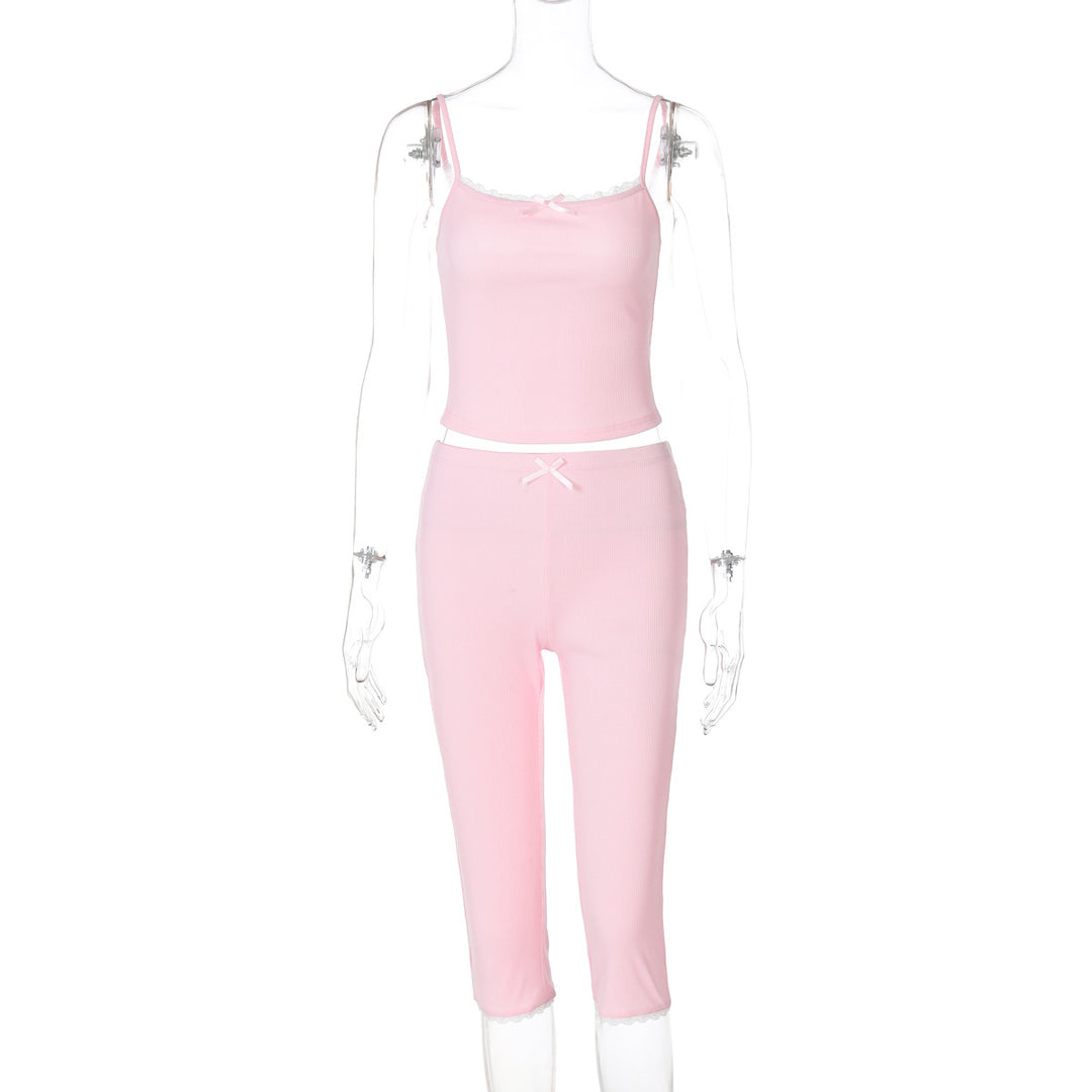 Damen Sportliches Crop-Top und Capri-Hose Set Echo Archiv