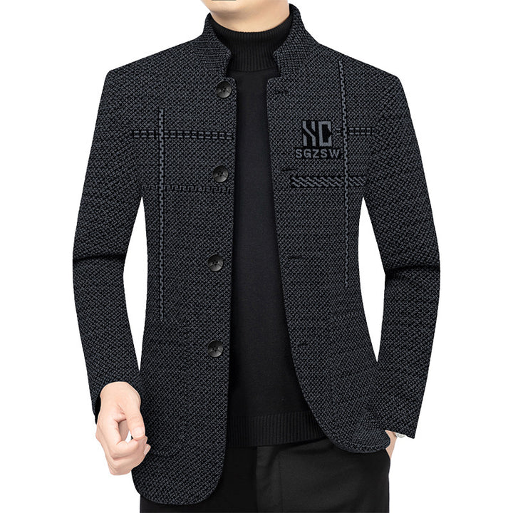 Herren Sakko-Cardigan mit wärmender Teddyfutter und Stehkragen – Taviero