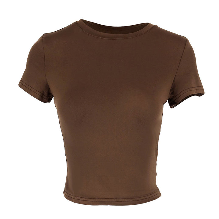 Damen figurbetontes Crop-Top mit Rundhalsausschnitt und elastischem Material Echo Archiv