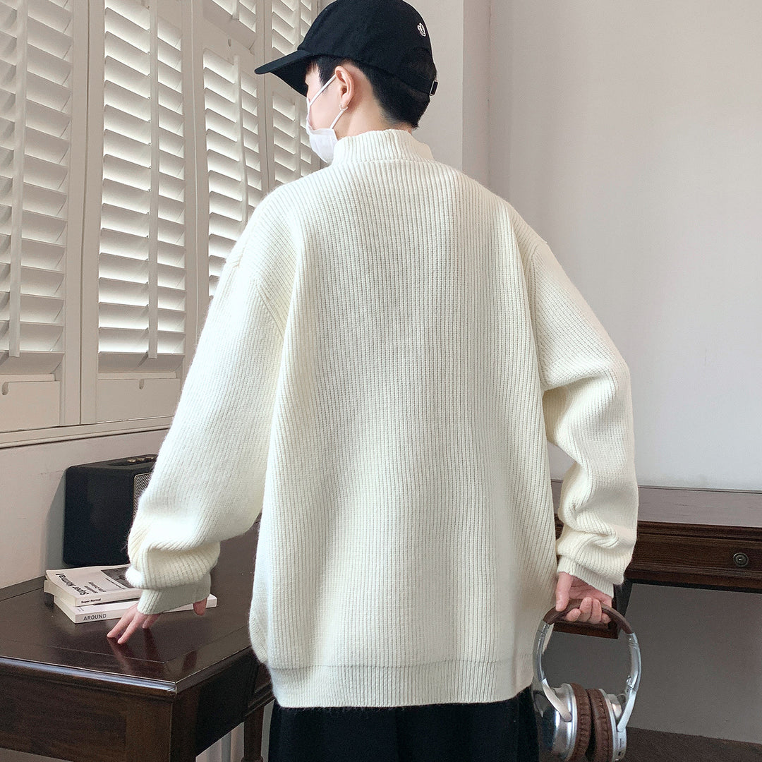 Herren Oversize-Rippenpullover mit asymmetrischem Knopfkragen Echo Archiv
