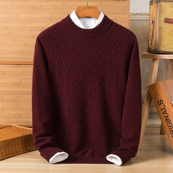 Herren hochwertiger Strickpullover mit diamantartigem Muster Echoarchiv