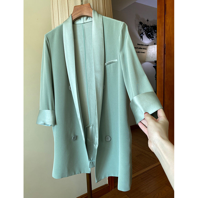 Damen Oversize-Blazerjacke mit Schalkragen und Satinbesatz Echo Archiv
