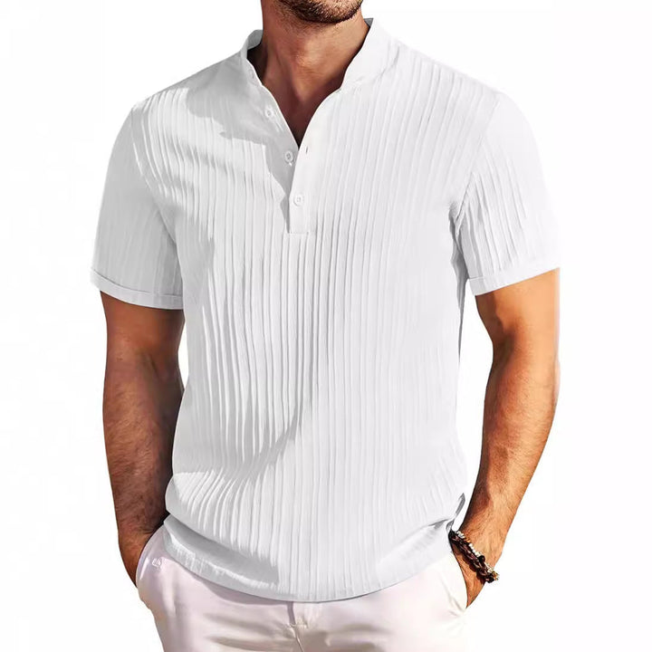 Herren Kurzarm Henley-T-Shirt mit strukturiertem Design Echoarchiv