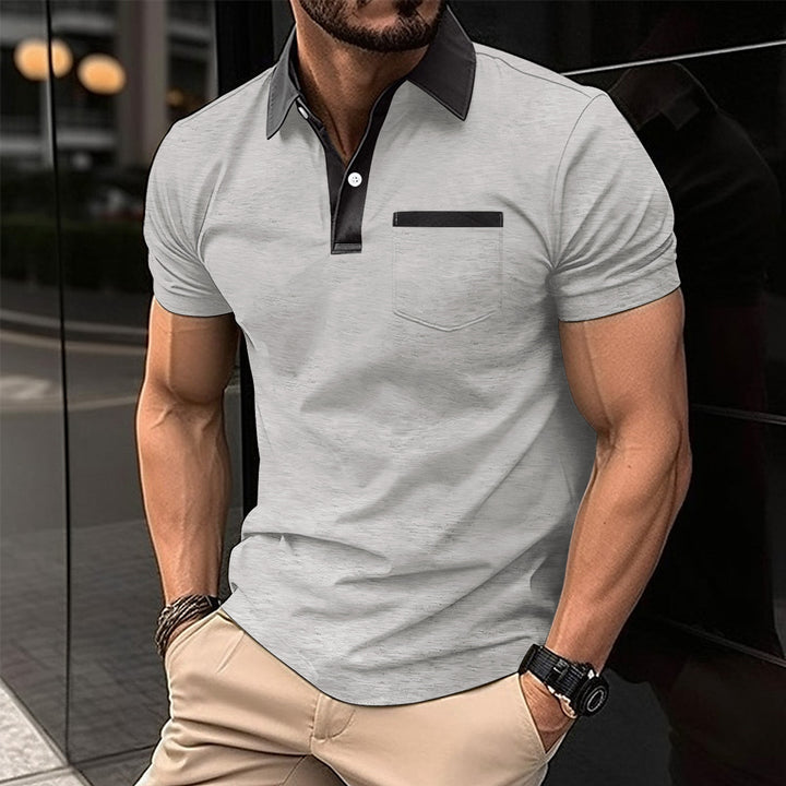 Herren modisches Kurzarm-Polohemd mit kontrastierenden Details Echoarchiv
