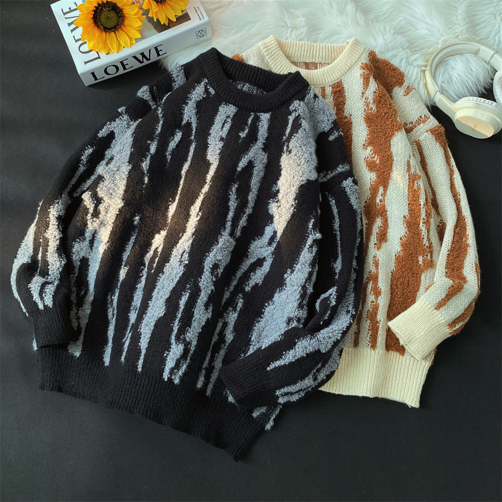 Damen Gemütlicher Strickpullover mit einzigartigem Wellenmuster Echoarchiv