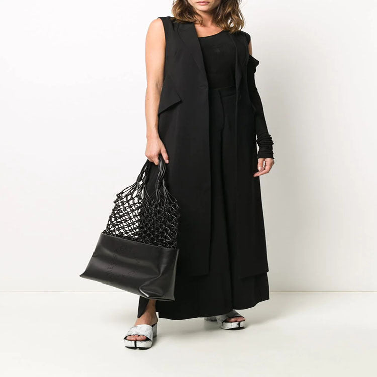 Damen Geflochtener Netz‑Shopper mit Lederboden und geflochtenen Griffen Echoarchiv