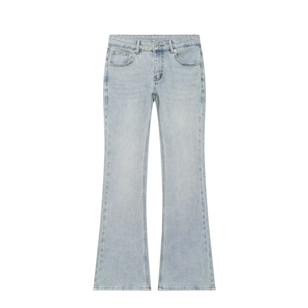 Damen Hochgeschnittene Schlaghose-Jeans mit dezenter Used-Waschung und Fünf-Taschen-Design Echo Archiv