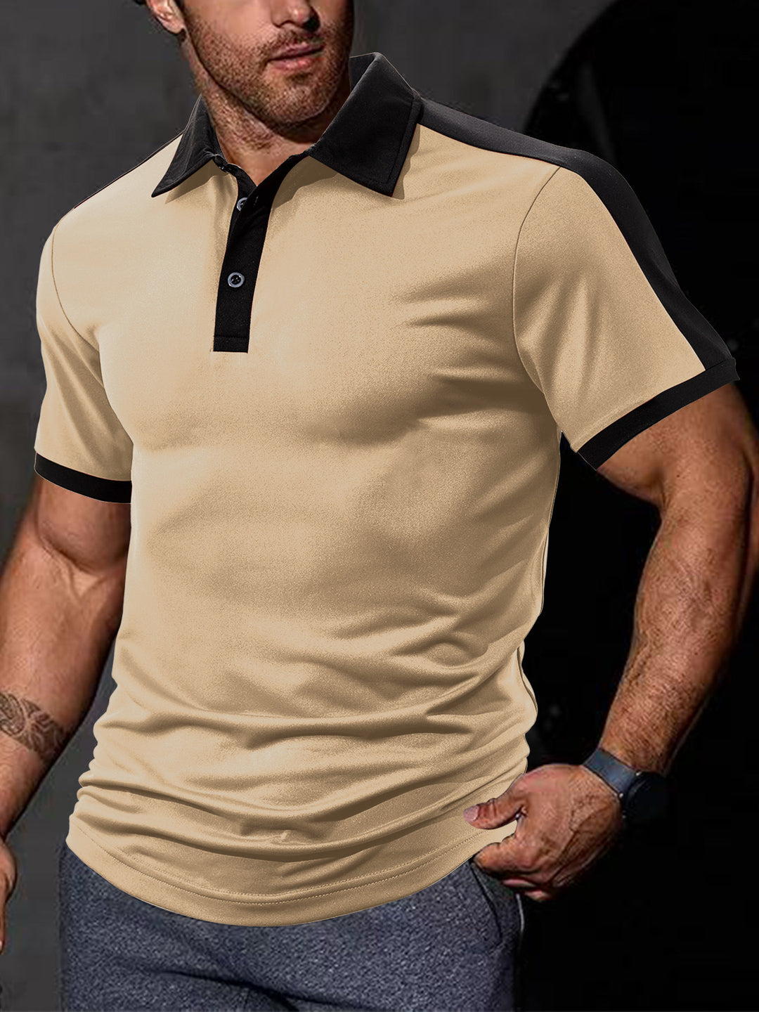 Herren sportliches Poloshirt mit modernem Schnitt und strukturiertem Gewebe Echoarchiv