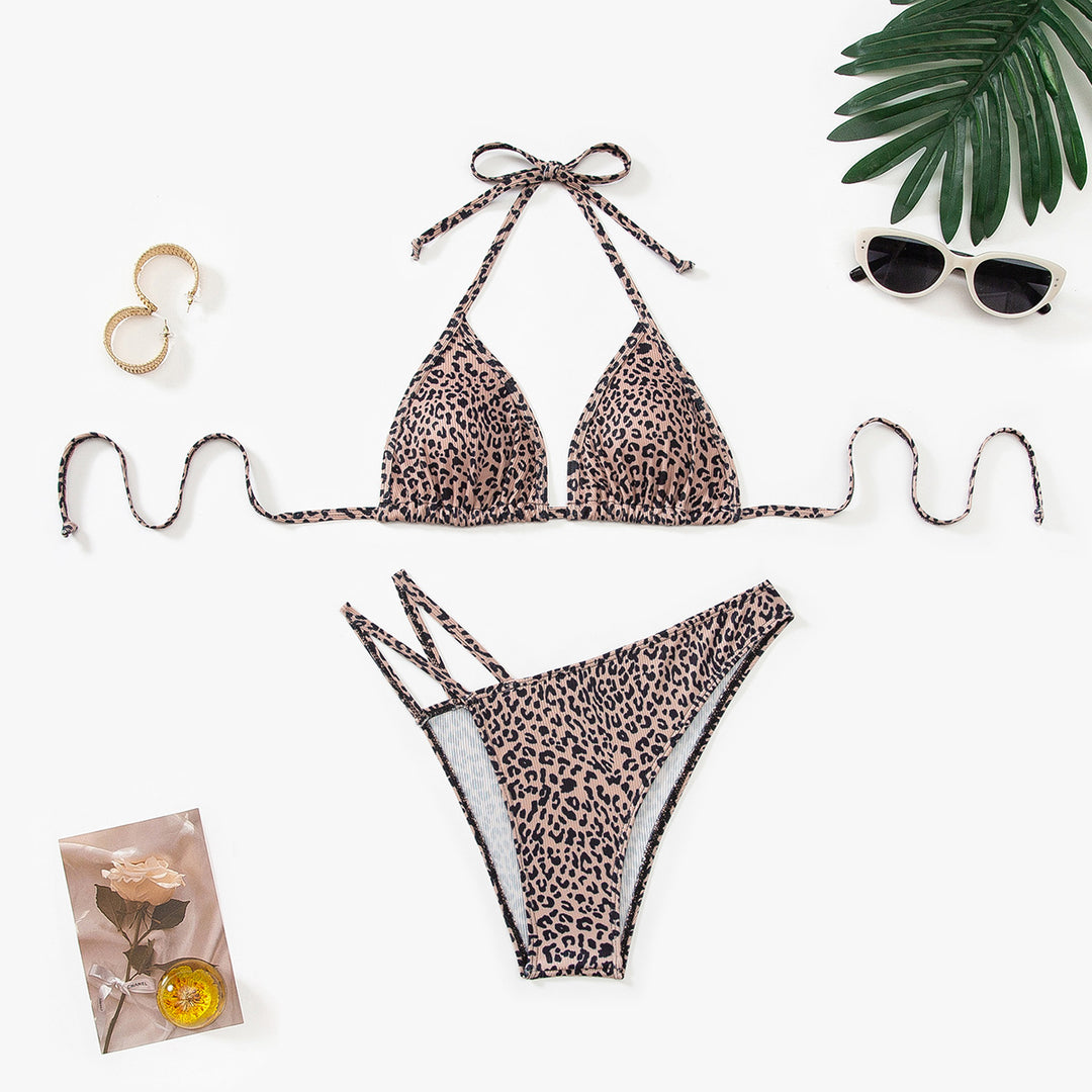 Damen Triangel-Bikini mit verstellbaren Trägern und modischem Leopardenmuster Echo Archiv