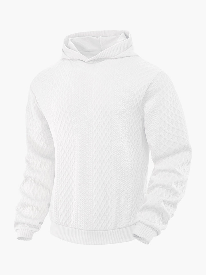 Herren nan strukturierter Schlauchkragen-Pullover mit Kapuze und Waben-Jacquard Echo Archiv