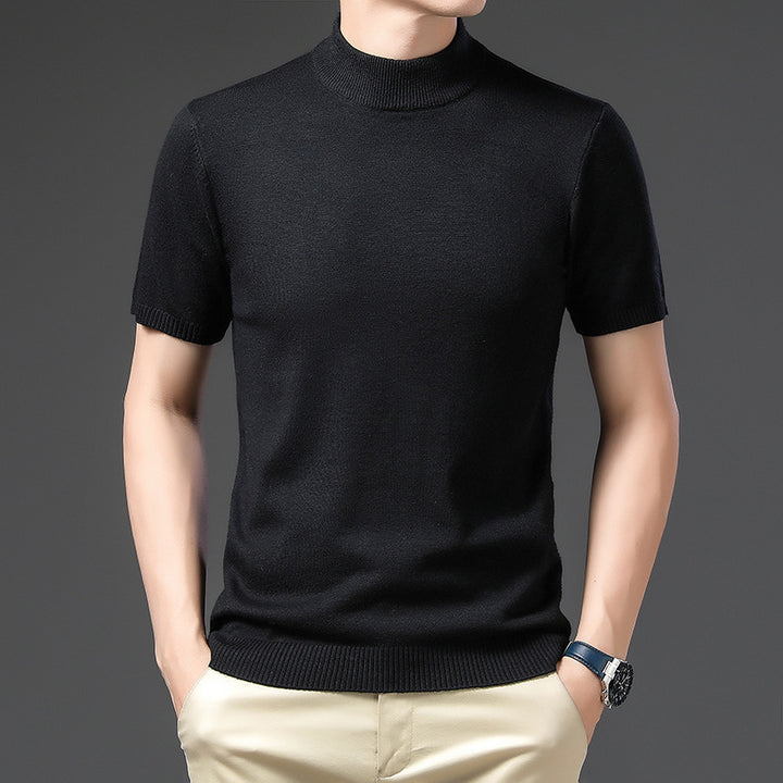 Herren elegantes Kurzarm-Pullover mit hochgeschlossenem Kragen Echoarchiv