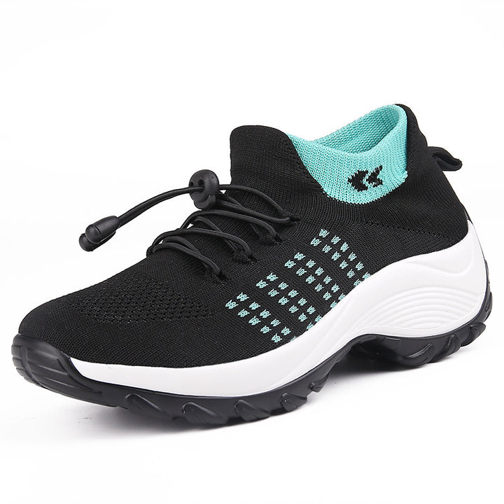 Damen gestrickte Slip-On Sneaker mit Schnellzugkordel, elastischem Schaft und stoßdämpfender Plateau-Sohle Echo Archiv
