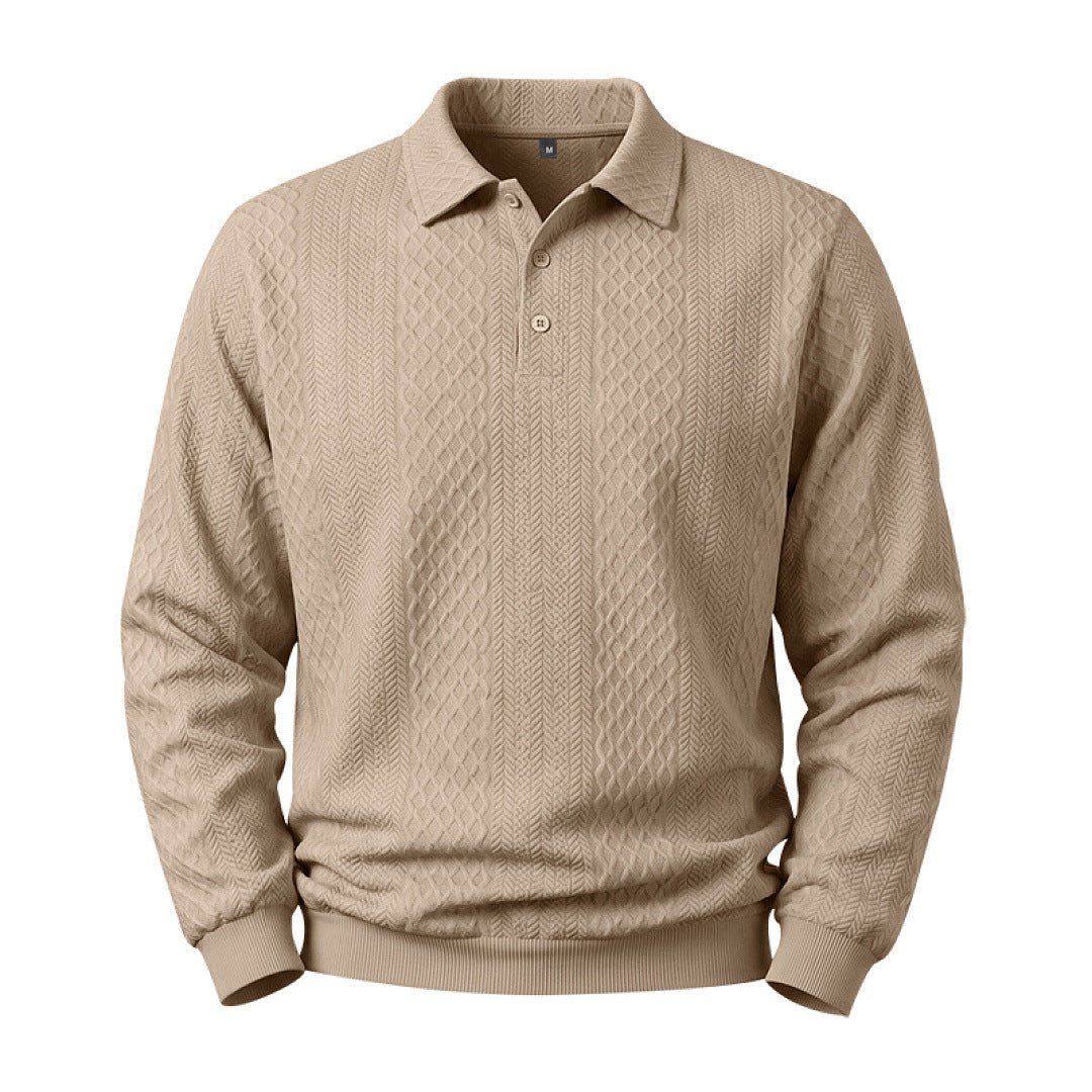 Herren Feinstrick-Poloshirt mit Zopfmuster und gerippten Bündchen Echoarchiv