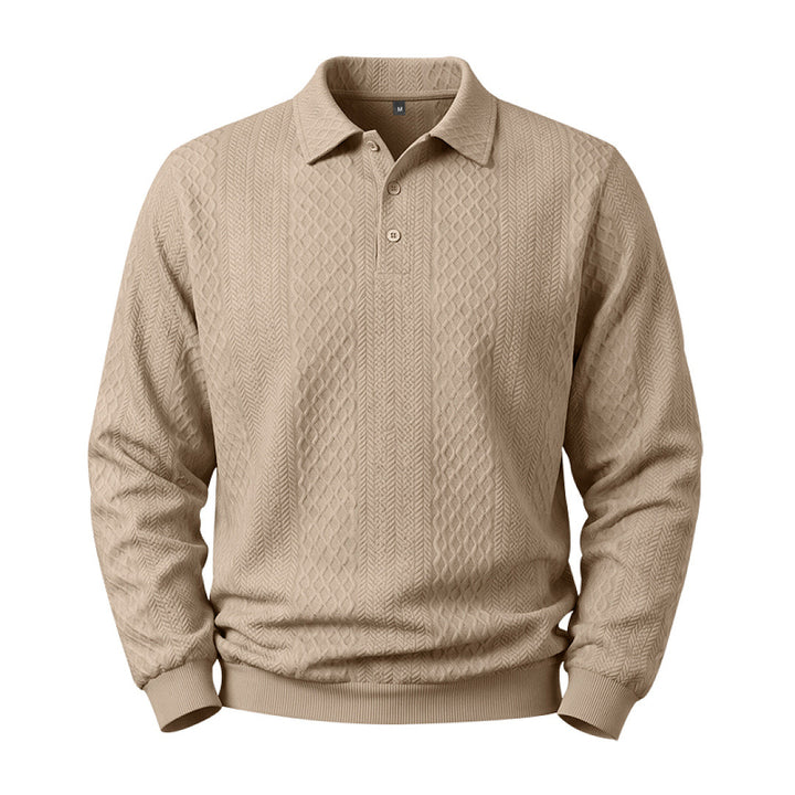Herren Feinstrick-Poloshirt mit Zopfmuster und gerippten Bündchen Echoarchiv