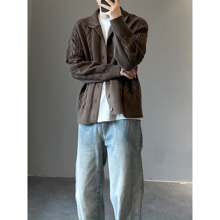 Herren modische Strickjacke mit strukturiertem Muster Echoarchiv