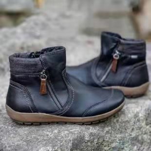 Damen Kurzschaft-Stiefelette mit warmem Futter, seitlichem Reißverschluss und gepolsterter Knöchelmanschette – Varelle