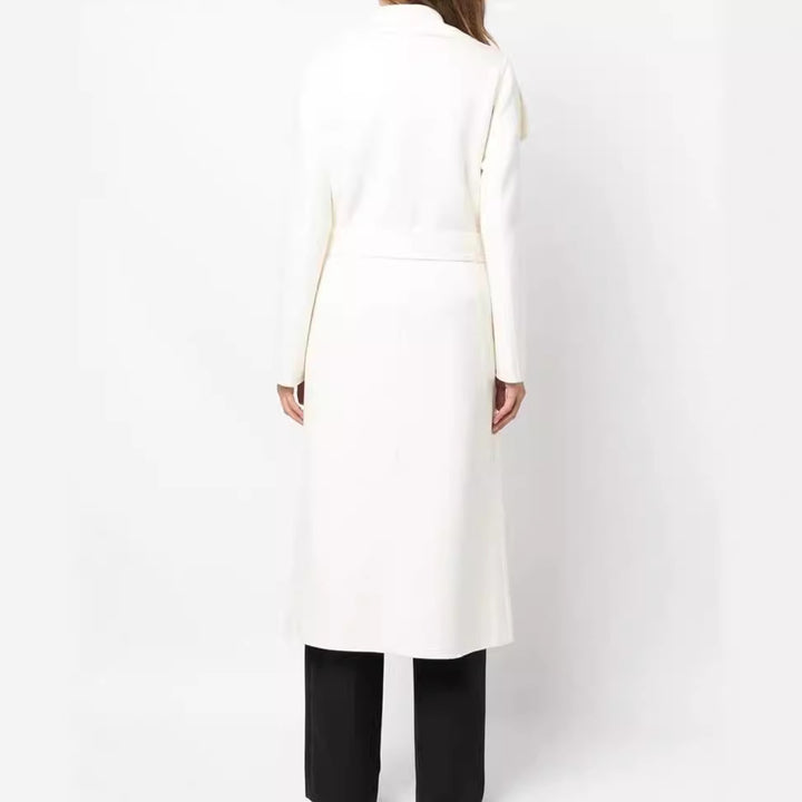 Damen Taillierter Wickelmantel im Kimono‑Look mit weitem Schalkragen und Bindegürtel Echoarchiv
