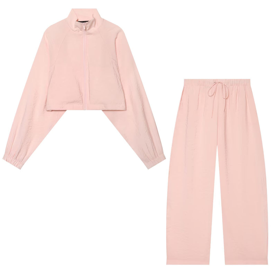 Damen Kurze Windbreaker-Jacke mit Stehkragen, Raglanärmeln und elastischem Saum Echo Archiv