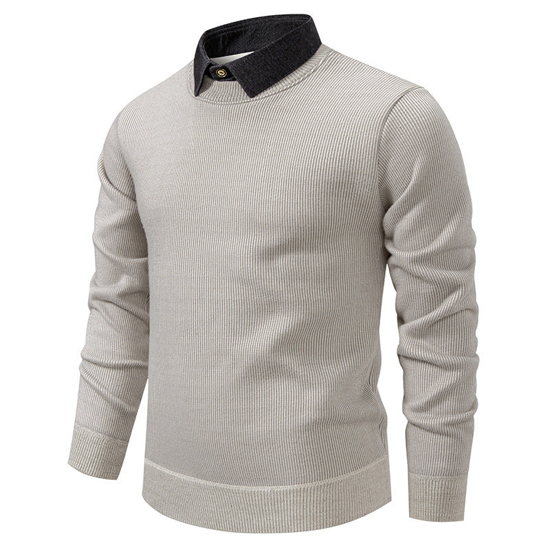Echoarchiv | Herren Strickpullover mit Kontrastkragen